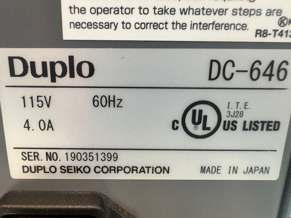 Duplo DC-646 Slitter/Cutter/Creaser LIKE NEW with Cross Perf and Rotary Tool Modules